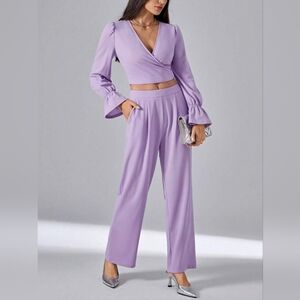 SHEIN Lavender Cropped Top & Pants Set NWOT  Large